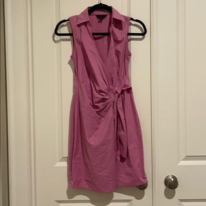 Pink V neck dress with cross drawstring